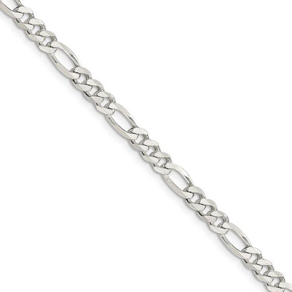 4.5mm Sterling Silver, Solid Figaro Chain Necklace, 24 Inch - Picture 1 of 8